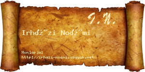 Irházi Noémi névjegykártya